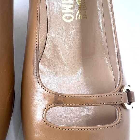 Salvatore Ferragamo Raffaella Brown Kitten Heel Square Toe Pumps Heels - Picture 5 of 13